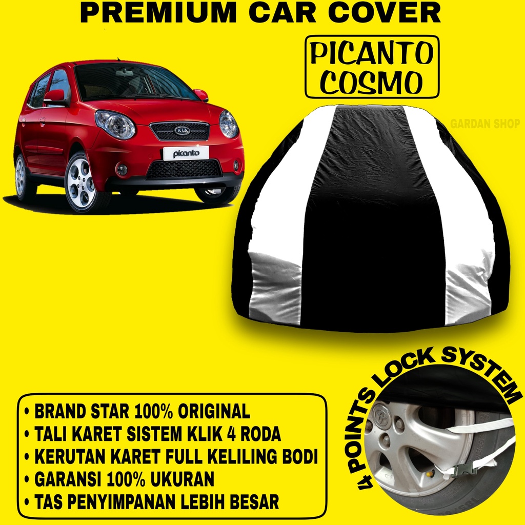 Body Cover PICANTO COSMO Sarung Strip SILVER Penutup Pelindung Bodi Mobil Kia Picanto PREMIUM Cover