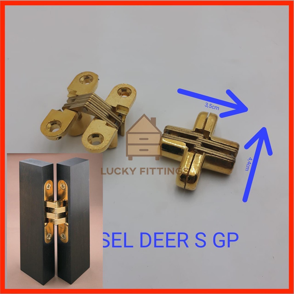 Engsel Deer Ukuran S GP Invisible Cross Hinge Pintu 