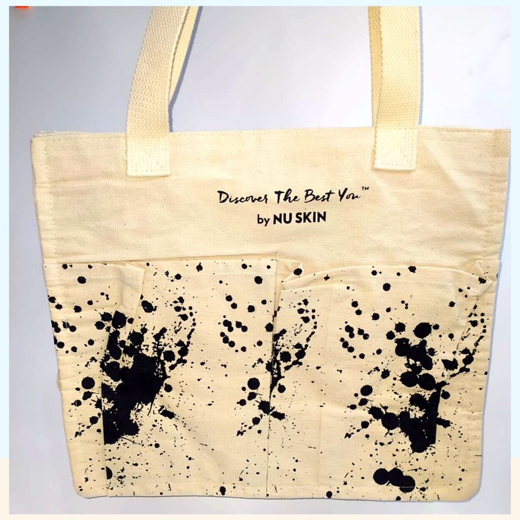 Tote Bag Kanvas Resleting Wanita/Pria