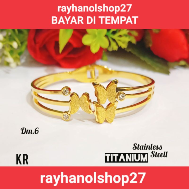 TERBARU GELANG TANGAN WANITA TITANIUM ANTI KARAT MOTIF PILIHAN 24K