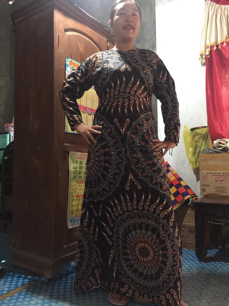 Gamis Batik Sriwedari Busui Frendly Maxi Bumil All Size Ld 104-120