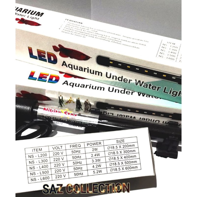 Lampu LED aquarium 30cm Biru Putih/Lampu LED celup Aquarium 30cm warna biru putih/LED LIGHT