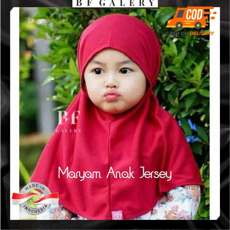 BFJ022 Hijab Maryam Anak Jersey Jilbab Bergo Anak Bahan Jersey Bahan Lembut Murah Jakarta