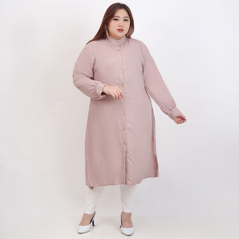 LONG TUNIK WANITA KANCING DEPAN A026-800 SIZE XXL - XXXL JUMBO (BIG SIZE)