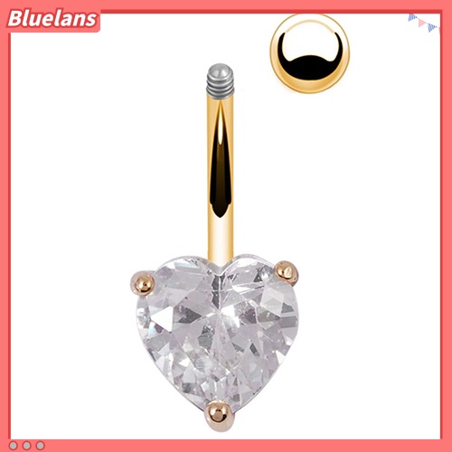 Bluelans Women Navel Belly Ring Rhinestone Button Bar Heart Star Body Piercing Jewelry