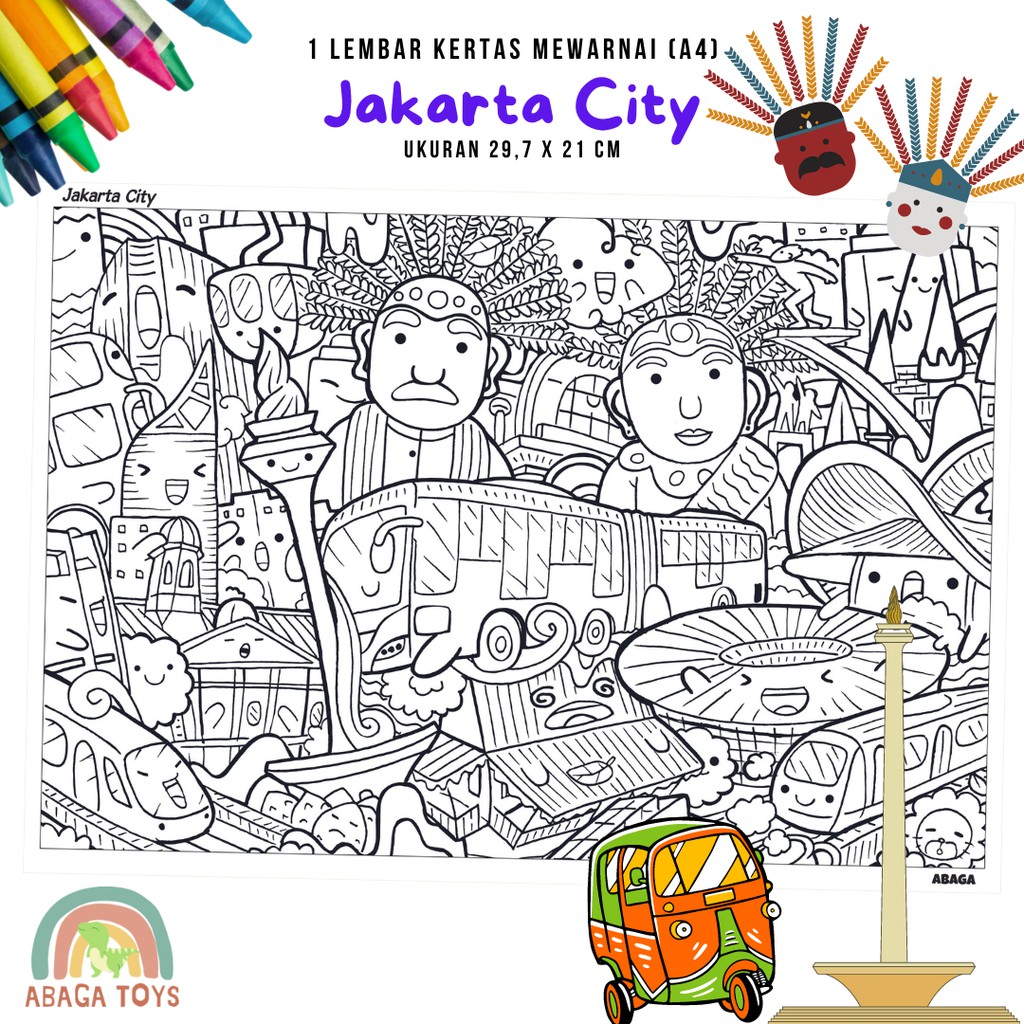 (Min Order 10Pcs) Kertas Gambar Mewarnai A4 - Latih Imajinasi, Kreativitas, Eksplorasi Warna (Coloring Page)-5