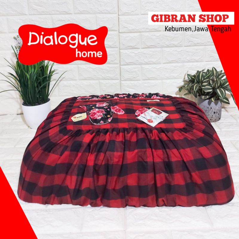 TUTUP SAJI KAIN SEGI DIALOGUE HOME ROSE GLOVE DHT9254 MOTIF KOTAK BUNGA PREMIUM ORIGINAL HALUS