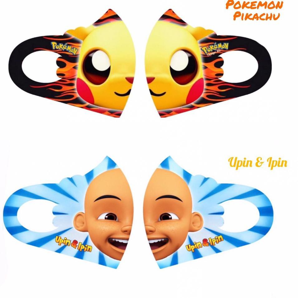 Super Sale Masker Anak Scuba Karakter Kartun Hero Lucu UPIN IPIN PIKACHU PREMIUM Scuba Printing Shopee Indonesia