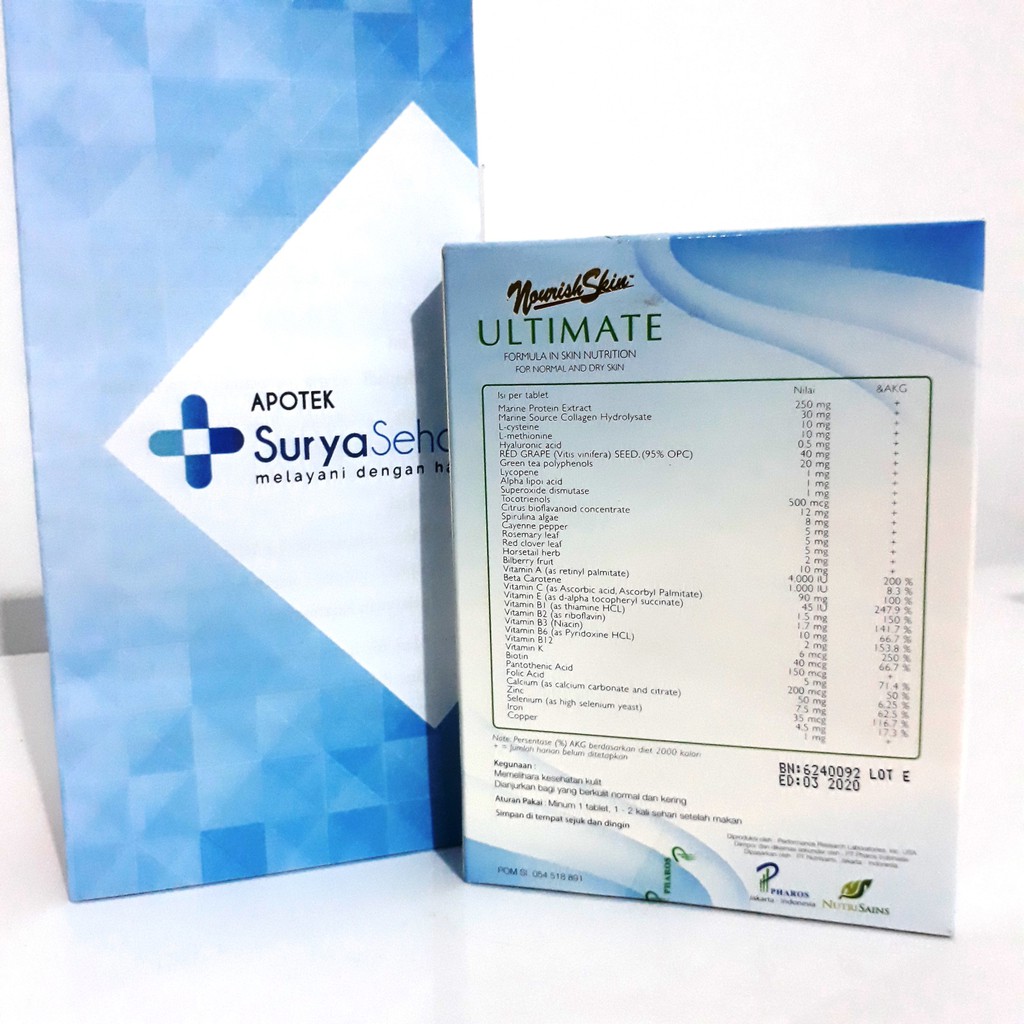 NOURISH SKIN ULTIMATE isi 15 / 30 / 60 tablet Atasi Kulit Kering, Flek Hitam dan Kerutan