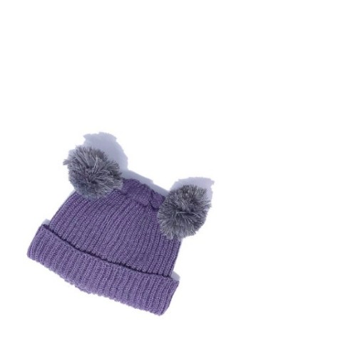 TERMURAH KUPLUK BAYI ANAK MODEL POMPOM POLOS LAKI PEREMPUAN USIA 0 - 2 TAHUN BAHAN RAJUT-POMPOM POLOS ABU TUA