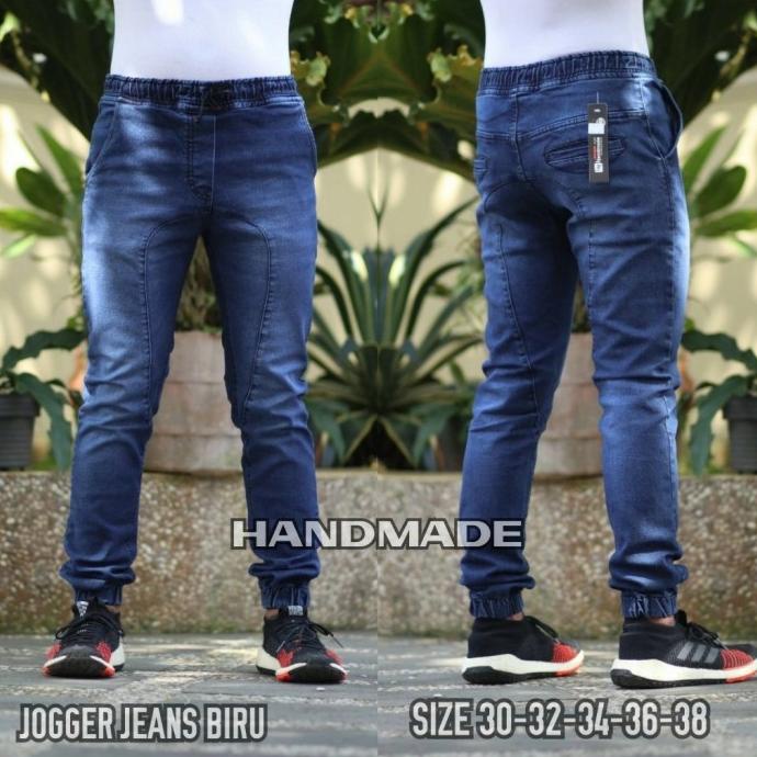 jeans joger pria jumbo - jeans pinggang karet