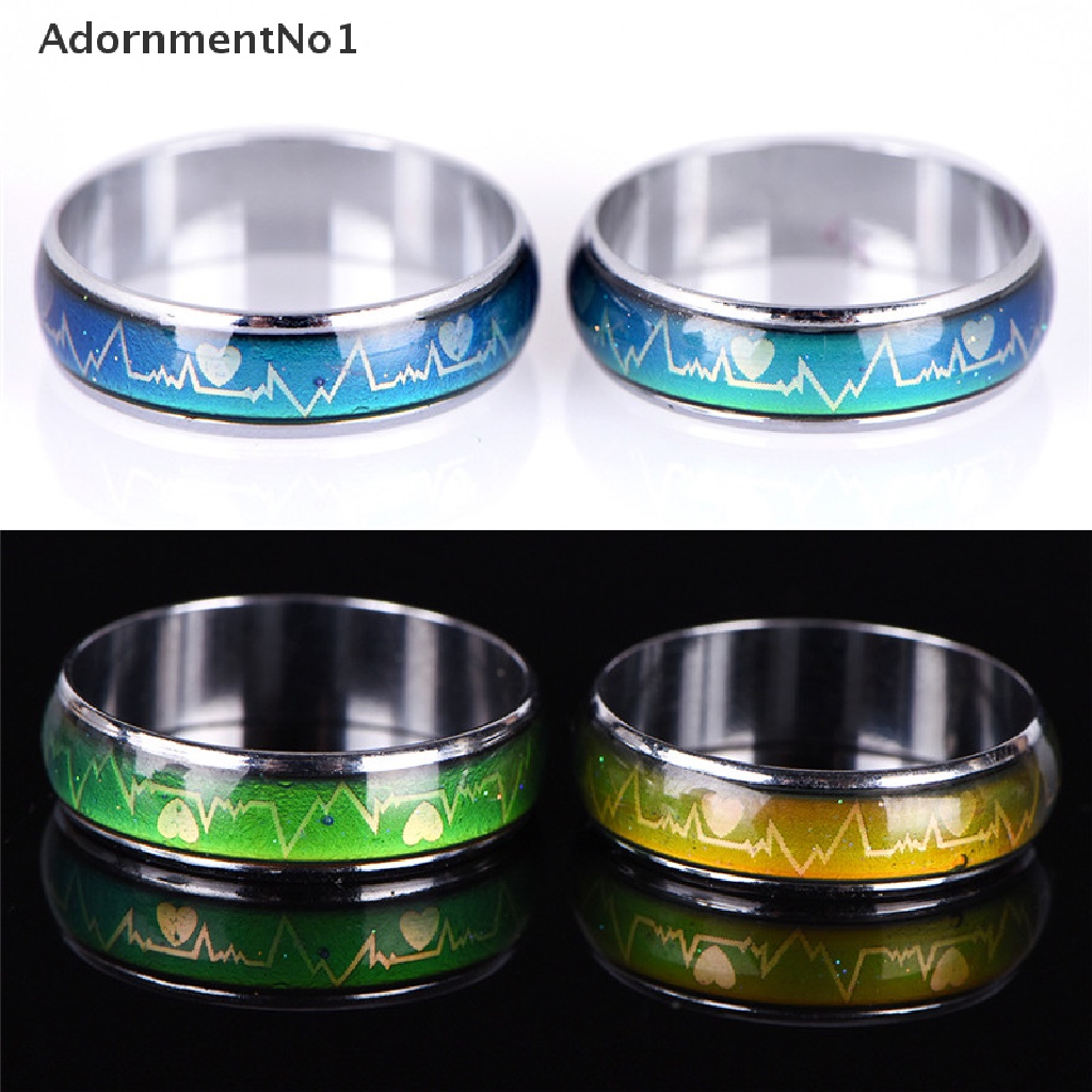 (AdornmentNo1) Cincin Tunangan Titanium Steel Motif Mood Temperatur / Emosi Untuk Perhiasan Wanita