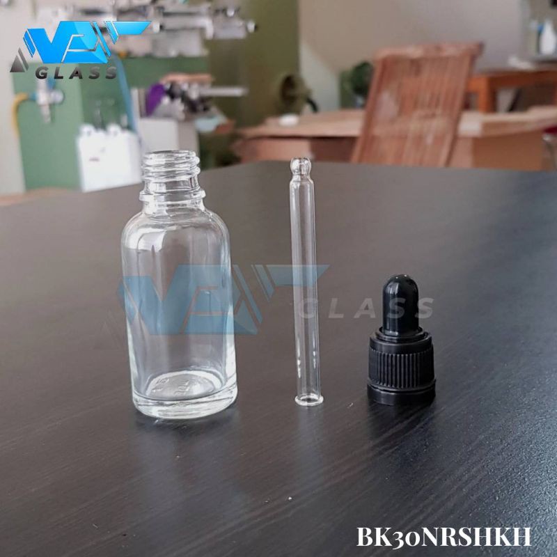 botol kaca pipet 30ml bening tebal / botol tetes 30ml / botol serum 30ml