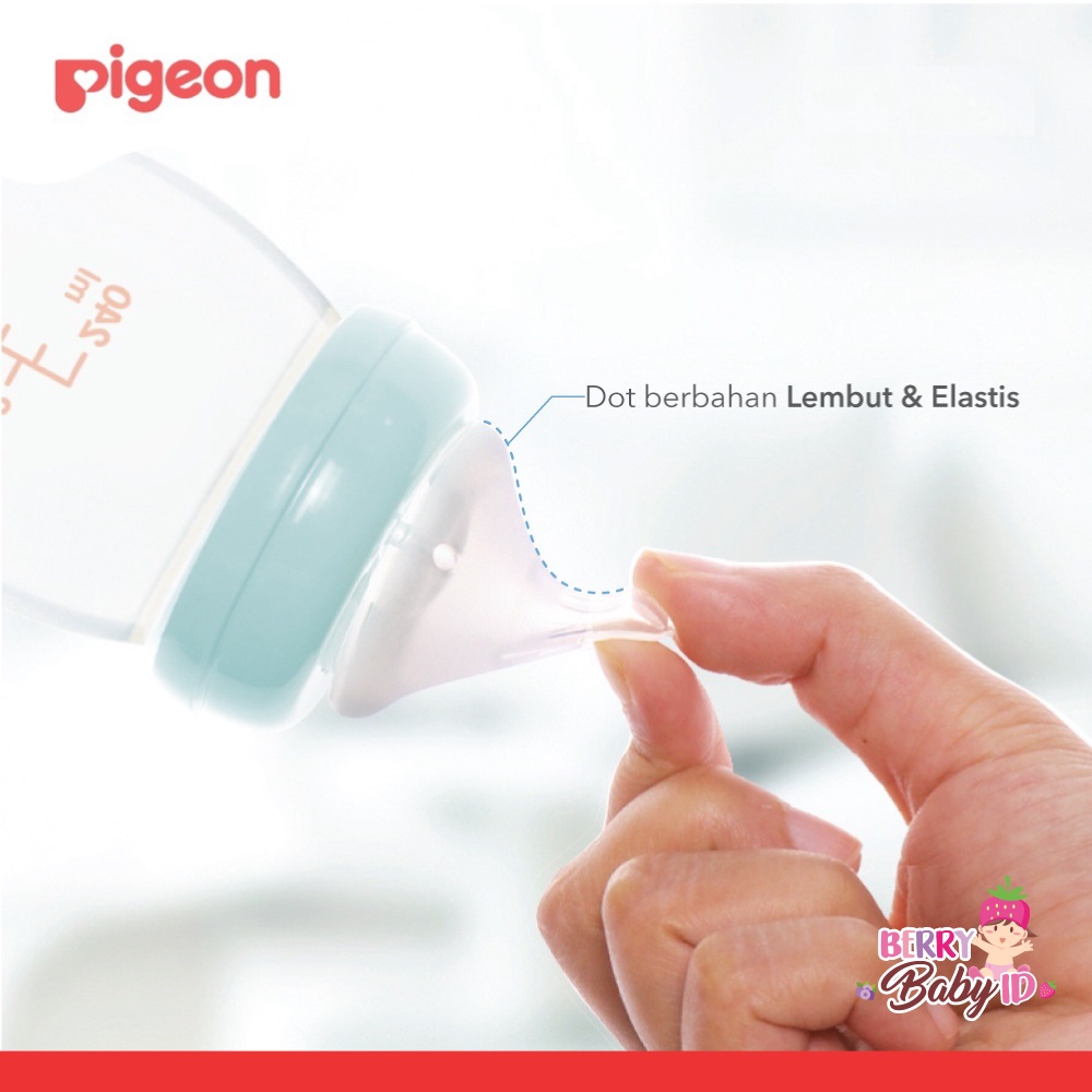 Pigeon Peristaltic Plus Wide Neck Nipple 2 Pcs Box Dot Botol Susu Bayi Berry Mart