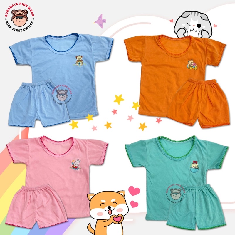 Setelan Kaos Anak Laki - Laki dan Perempuan Polos Warna