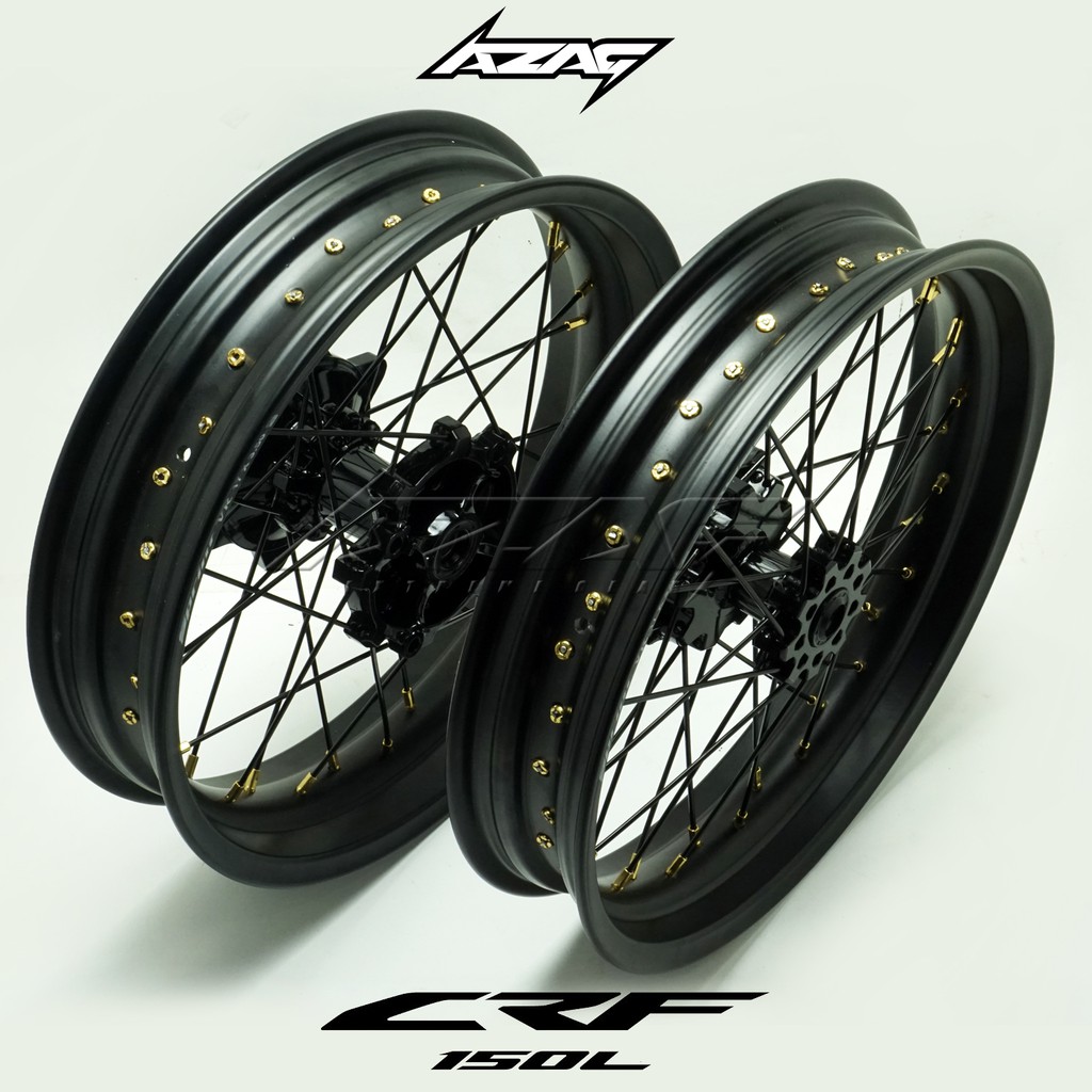 velg set ring 17 honda crf 150 hitam v-rossi modif supermoto
