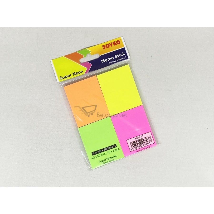 Jual Memo Stick Sticky Note Kertas Memo Tempel Joyko Mms X