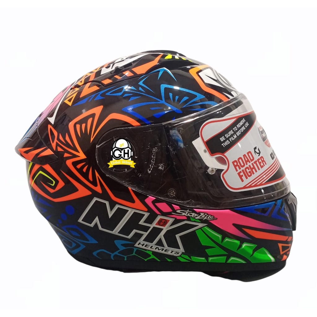 NHK HELM GP PRIME DDRING REMY TRIBE #2 BLACK GLOSSY DOUBLE VISOR + INCLUED PAKET PEMBERSIH HELM