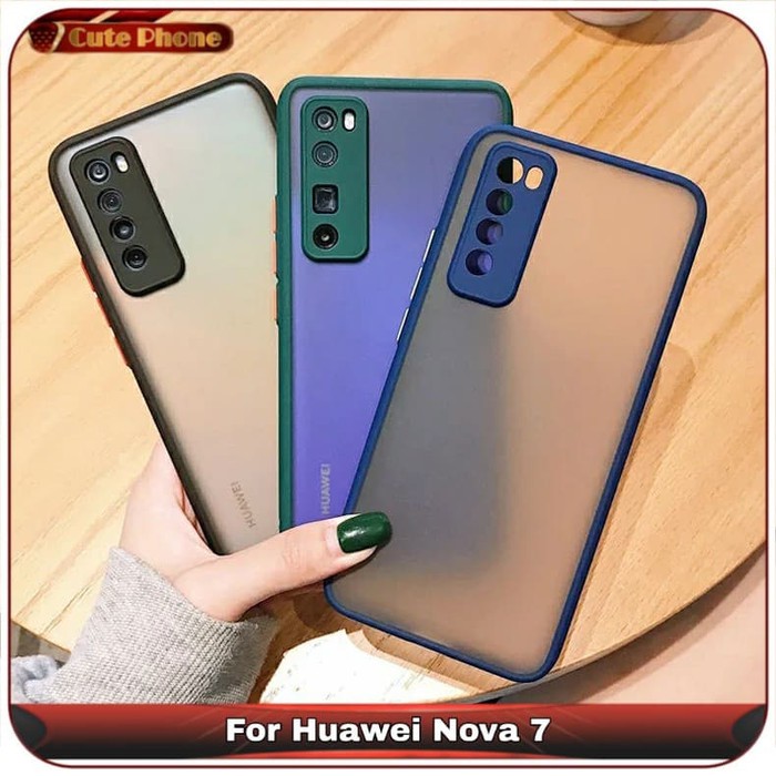 Casing Hard Soft Case Huawei Nova 7 5G Matte Translucent Camera Ring
