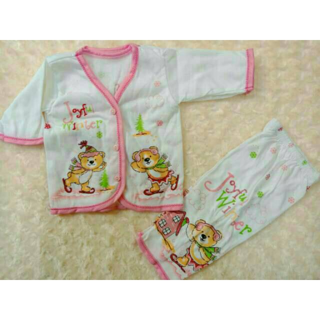 Isi 3 SETELAN BAJU BABY UNISEX LENGAN PANJANG 0 - 6 Bln