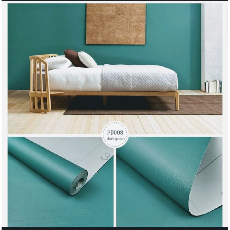 Wallpaper Sticker Dinding Dekor Kamar Polos Hijau Tosca