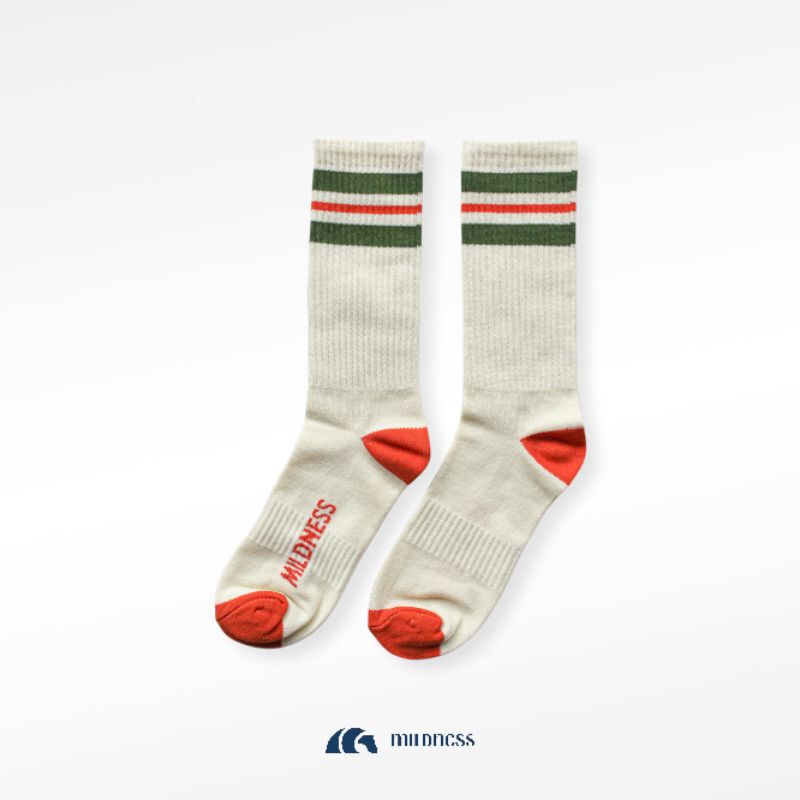 Mildness - Kaos Kaki Motif Stripe O&amp;G Panjang Pria Wanita / Socks Kualitas Premium