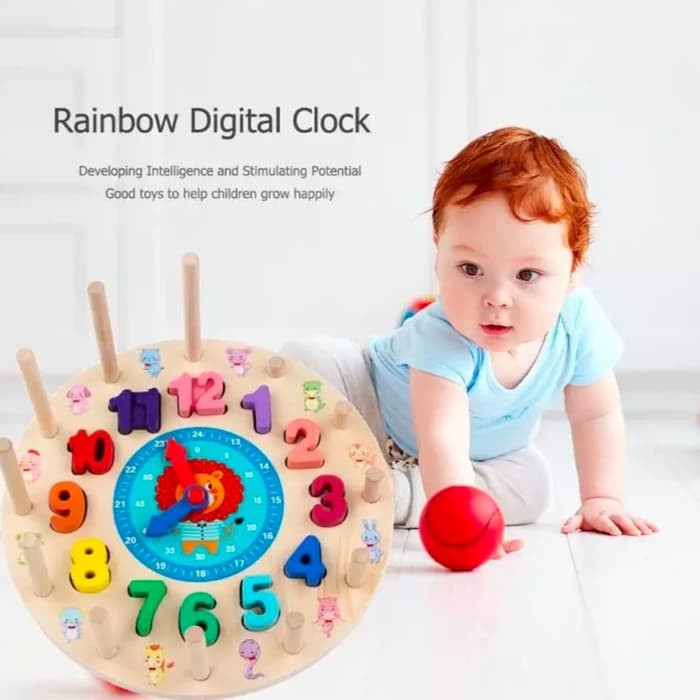 Mainan Rainbow Digital Clock Belajar Jam Angka Berhitung