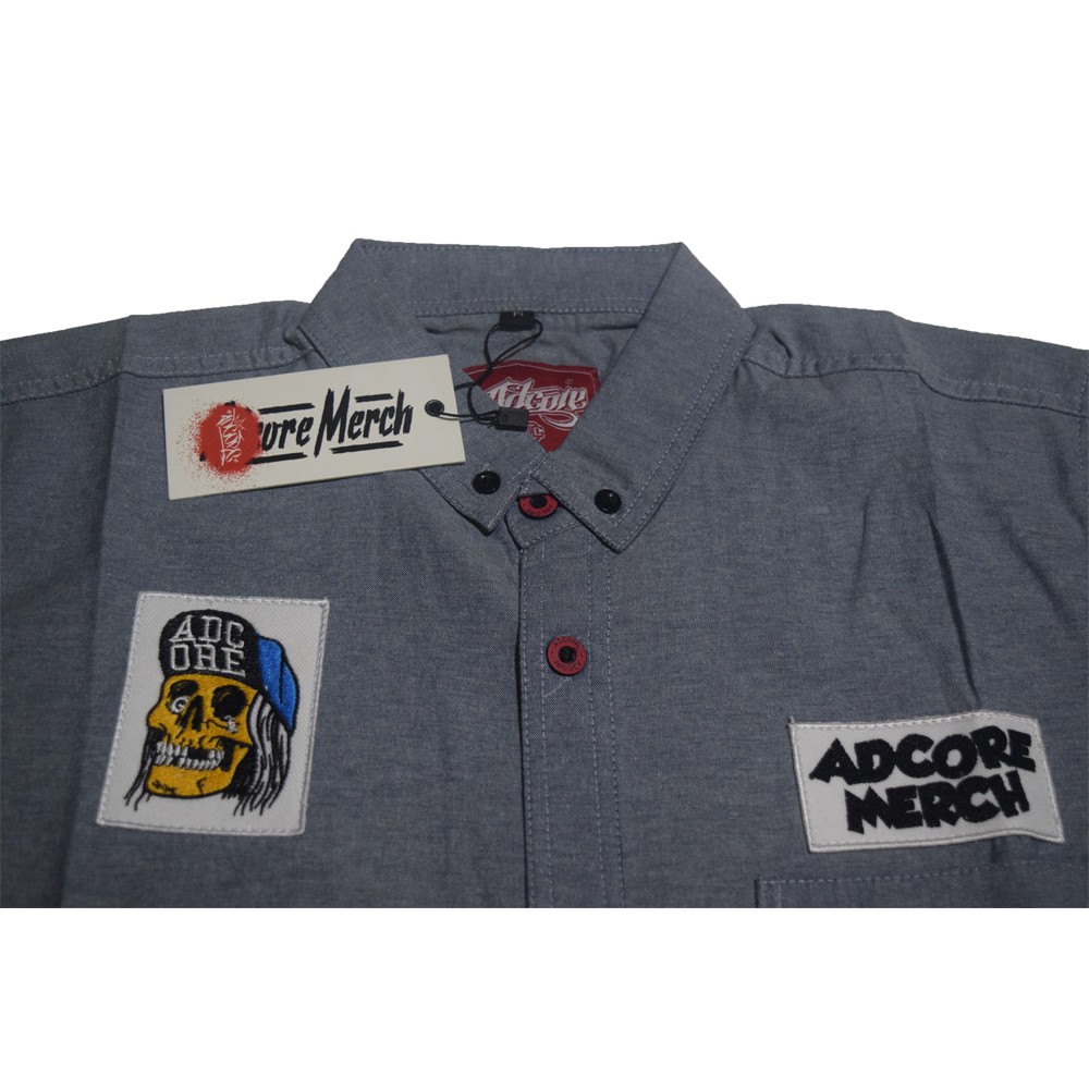 KEMEJA PRIA DISTRO ADCORE MERCH ORIGINAL BAJU ATASAN LENGAN PENDEK KEREN WARNA ABU