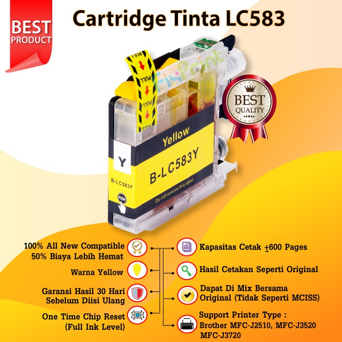 Cartridge Tinta Compatible Brother LC583 Printer MFC J2510 J3520 J3720