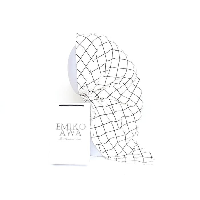 COXce Jilbab Segiempat Motif WhiteKotak/ Emikoawa / CerutiZara / Berkualitas