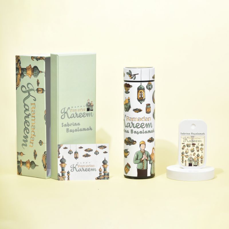 

Hampers Ramadhan Tumbler dan Hand Sanitizer Custom | Hampers Hand Sanitizer dan Tumbler