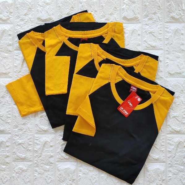 kaos polos reglan HITAM-KUNING panjang uk m l xl xxl