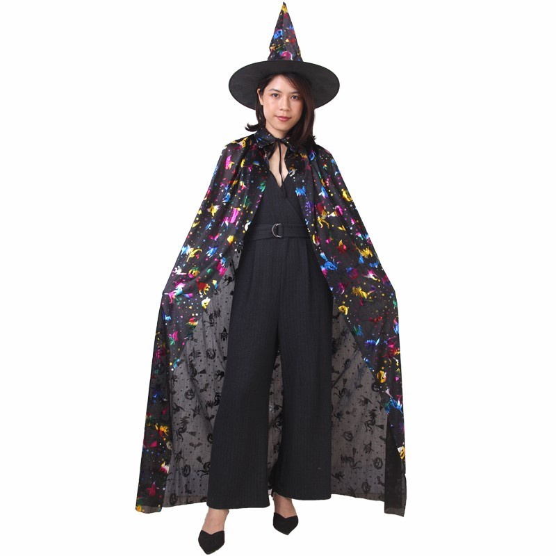 Jubah Halloween Set Topi Kostum Drakula Witch Haloween Costume Murah - GOLD120CM+TOPI