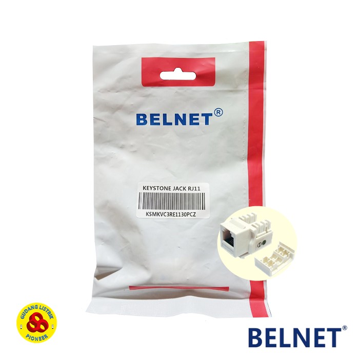 Belnet Outlet Telp RJ11 Cat3 Jack Modul Outlet Stop Kontak Telp