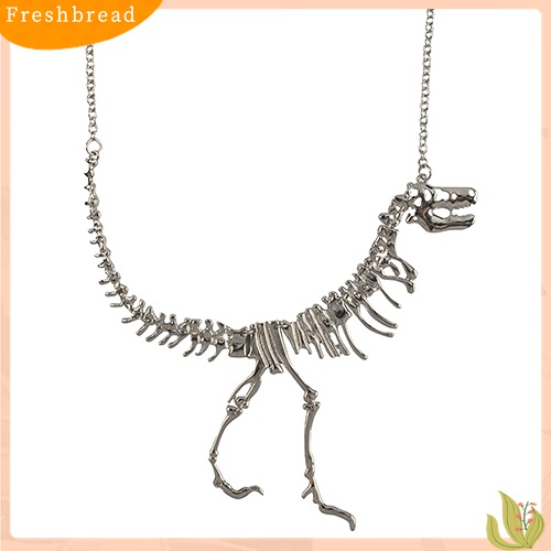 [TERLARIS]Men Women Unisex Punk Dinosaur Bone Drop Pendant Statement Alloy Chain Necklace