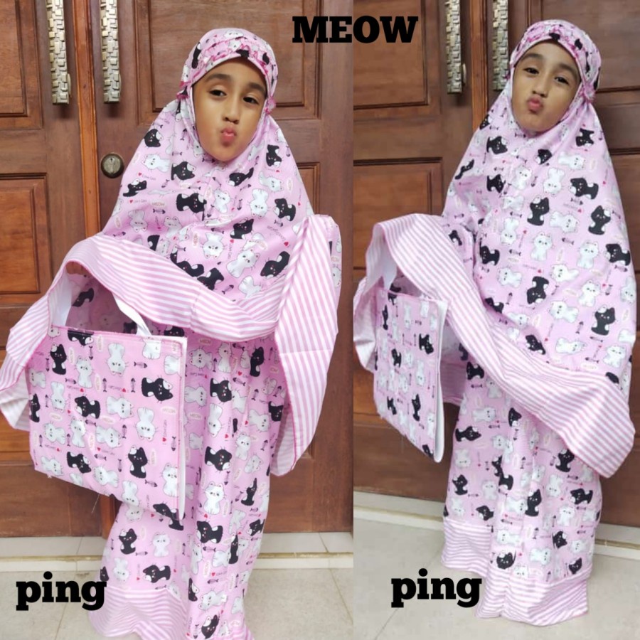 mukena anak meow terbaru terlaris nyaman dan adem dipakai best seller/New Arrival Kameh.co