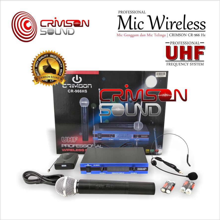 Mic Wireless Crimson CR-966HS dan Mic Telinga