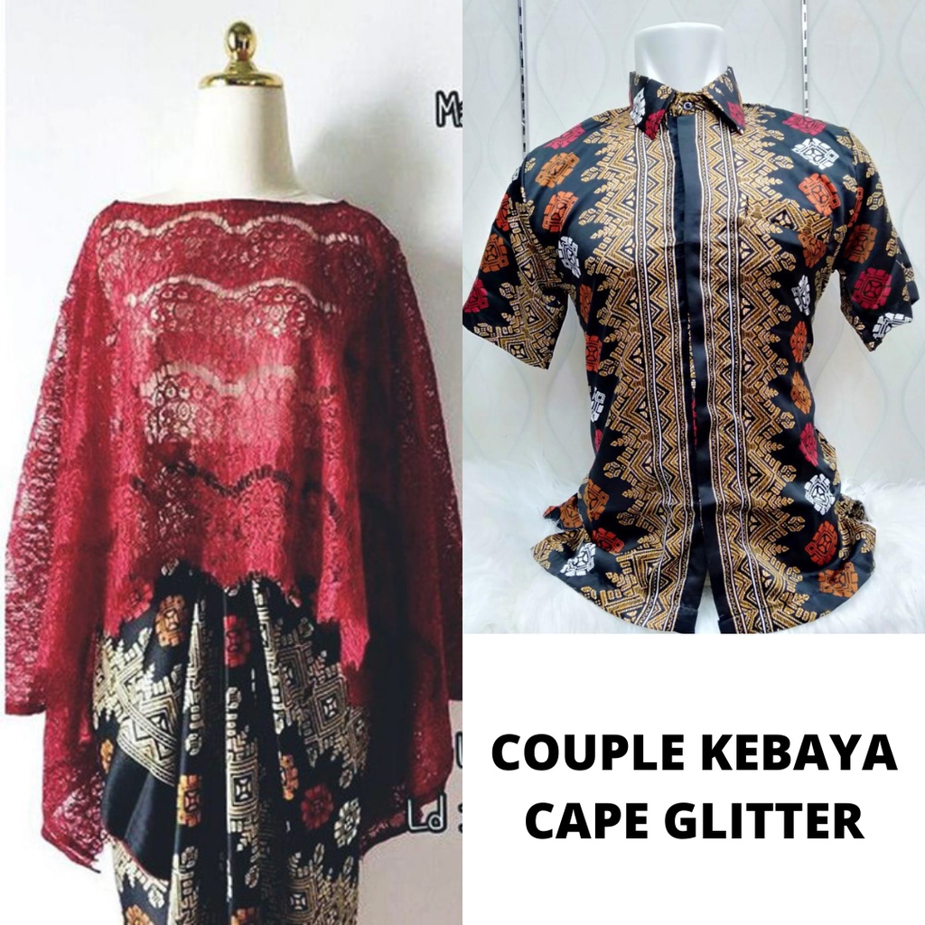 Setelan Couple Kebaya Modern Cape Glitter Classic Pink