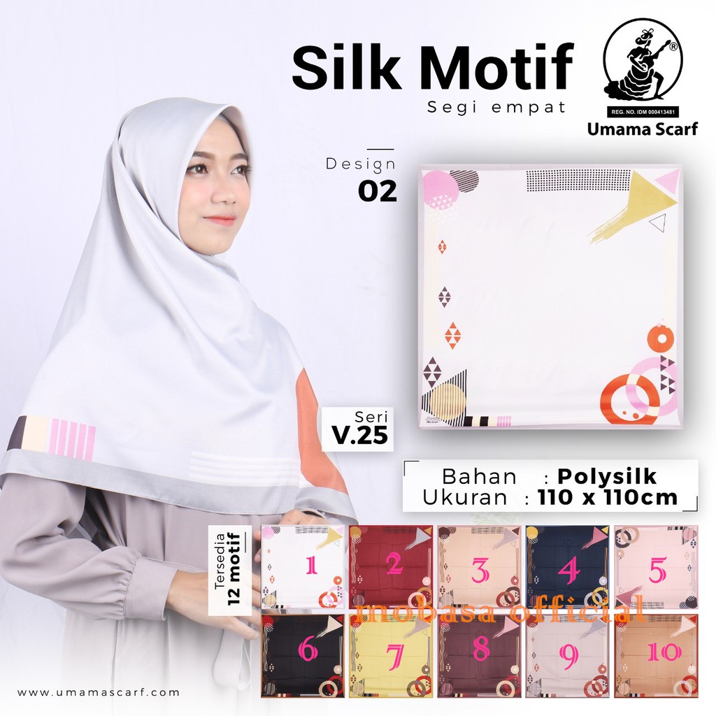 MOBASA OFFICIAL Hijab Umama Scarf Silk Motif Velvet Maxmara Satin Sutra