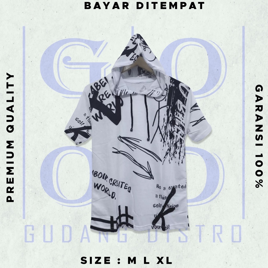 Kaos Kupluk distro motif GARIS PANAH original | kaos 3second pria murah | baju MOTIF sablon full pri