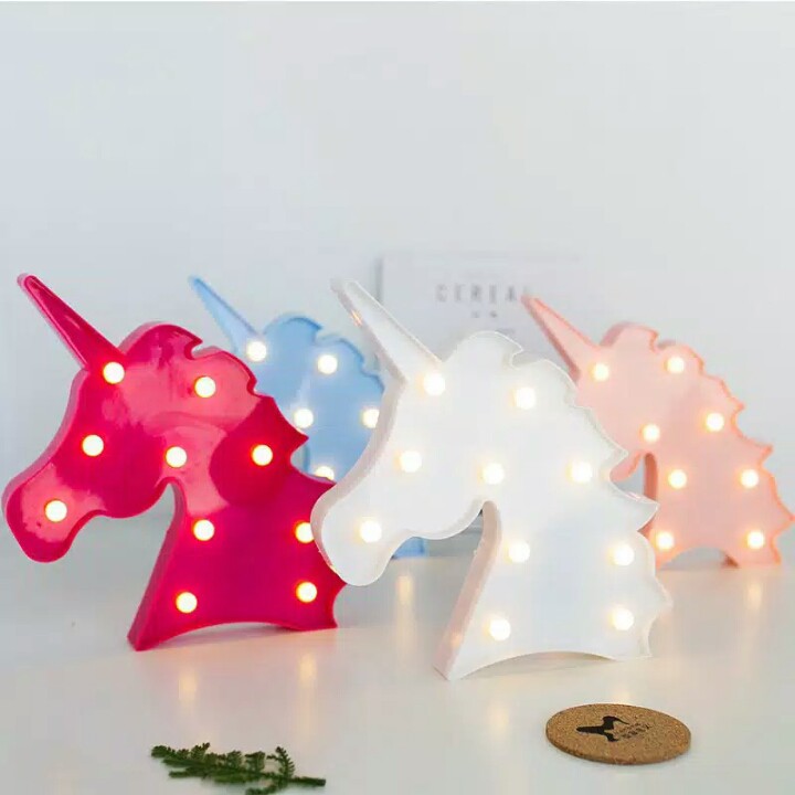 Lampu Tidur Malam LED Bentuk kartun Unicorn Flamingo Kaktus Dan Pohon Natal 3D Dekorasi Pajangan