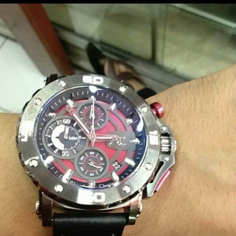 jam tangan pria alexander cristie original ac9205 black red