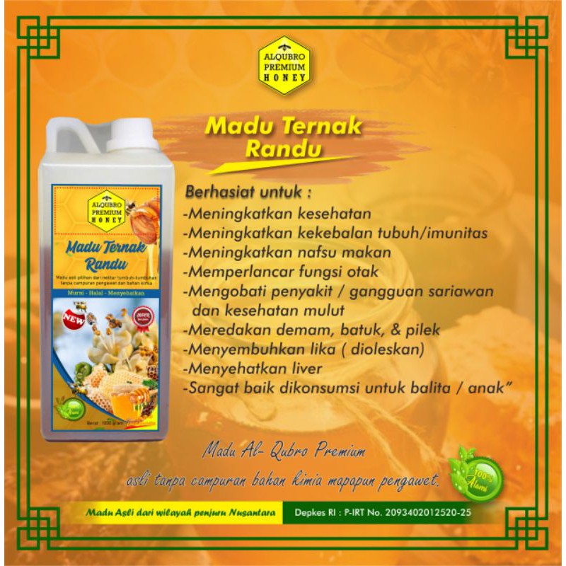 

Madu Alqubro Premium Honey MaduTernak Randu