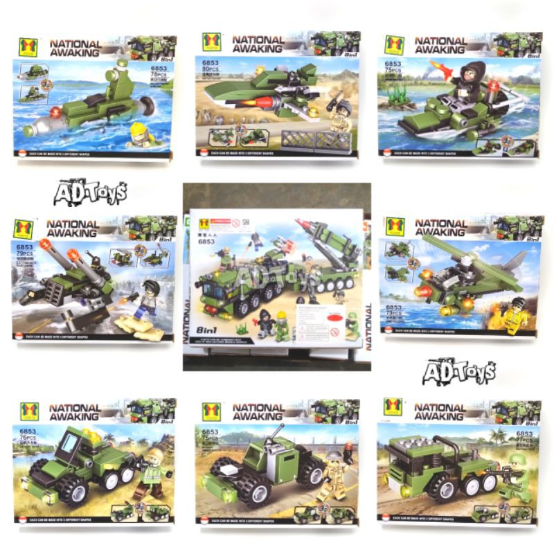 Mainan Bricks Lego Tentara Tempur 8in1 / Bricks Senjata 1Set 619Pcs Full