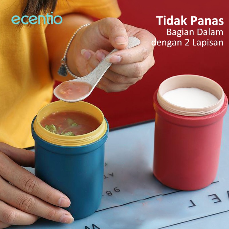 

Ecentio 350ml Mangkuk Cangkir Dengan Sendok Gratis Anti Tumpah Portable Berbahan 350ml BPA Free
