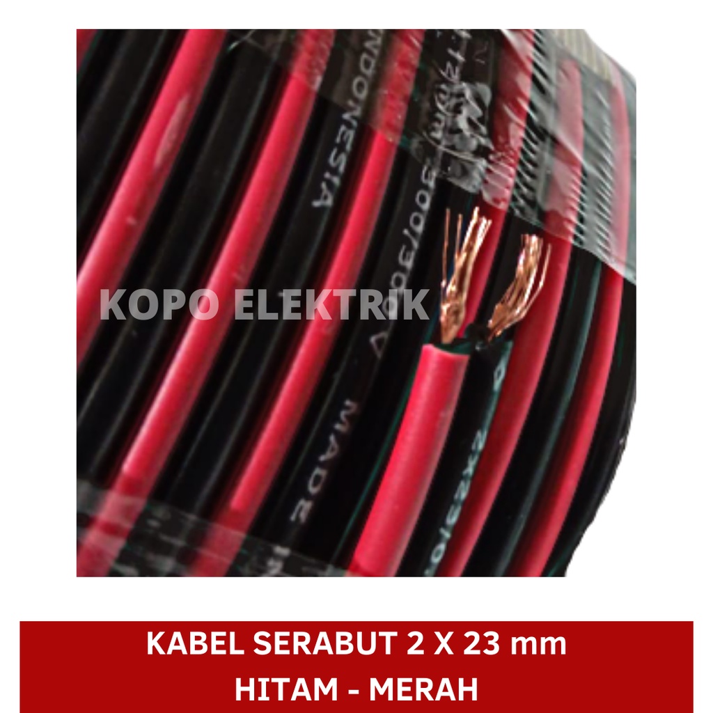 Kabel Serabut 2x23 / 0.12mm - Hitam Merah