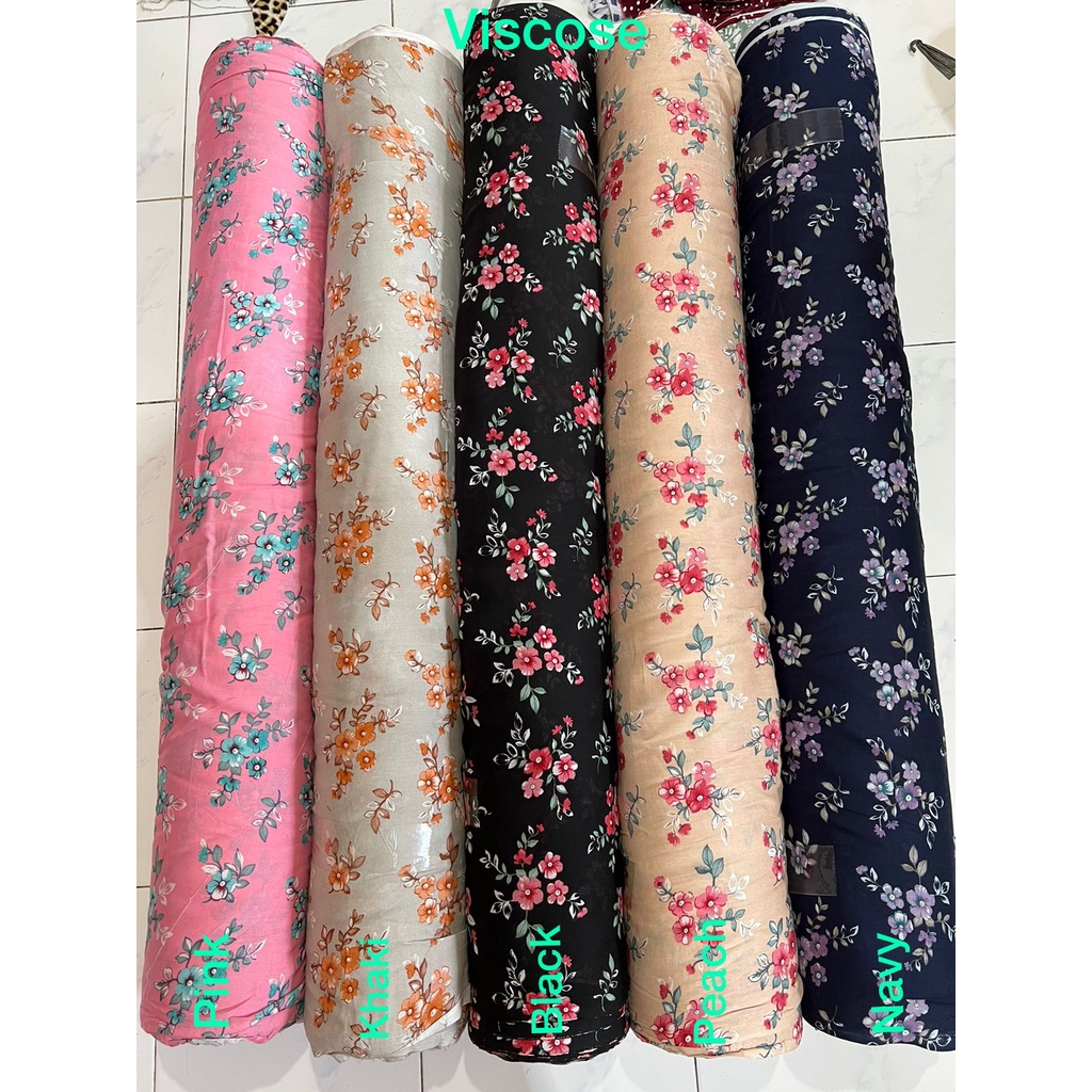 ISA COD // ECER KAIN METERAN // HARGA PER 0,5M // RAYON VISCOSE // MOTIF POLKADOT DAISY ZEBRA BUNGA 