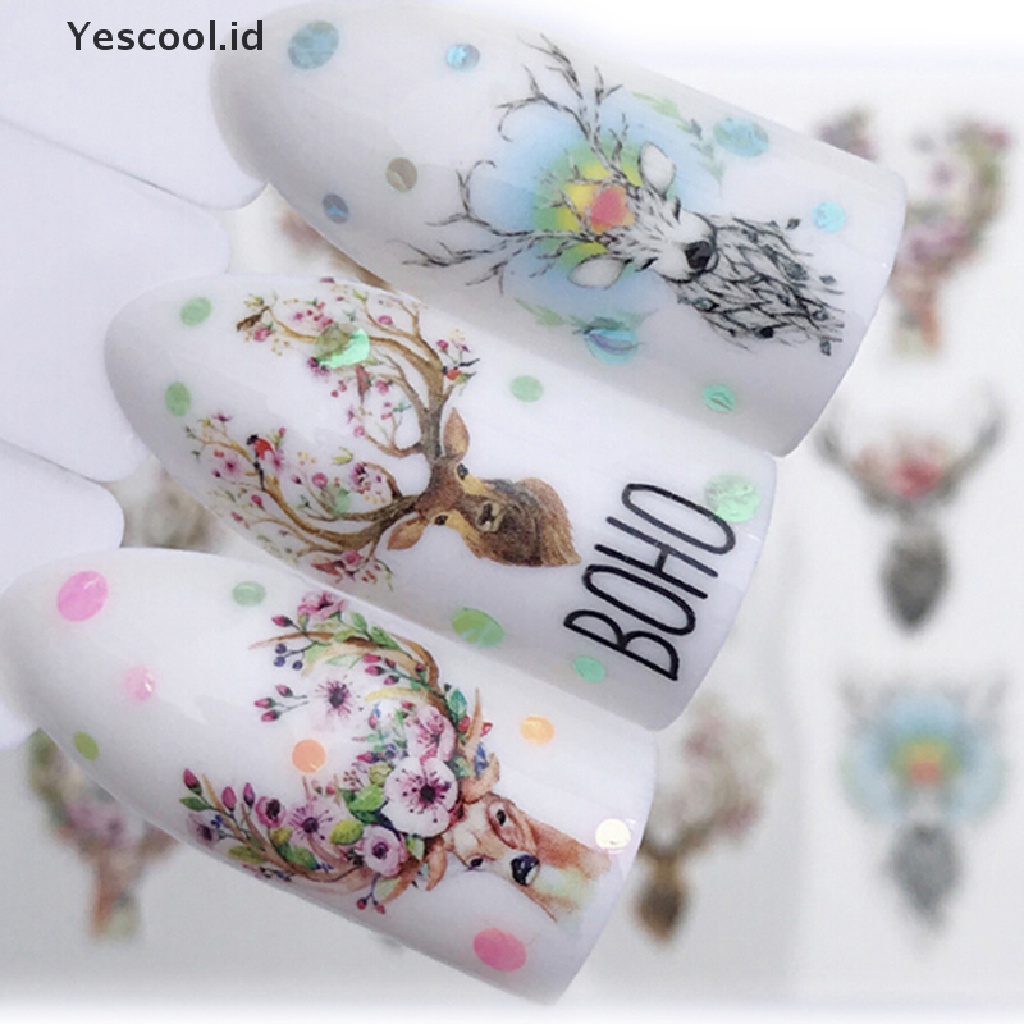 2 Pcs Stiker Kuku Desain Serigala slider Dengan Perekat Untuk Dekorasi manicure