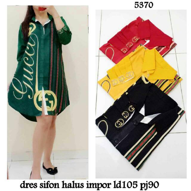 Dress Tunik Gucci Sifon Halus Import