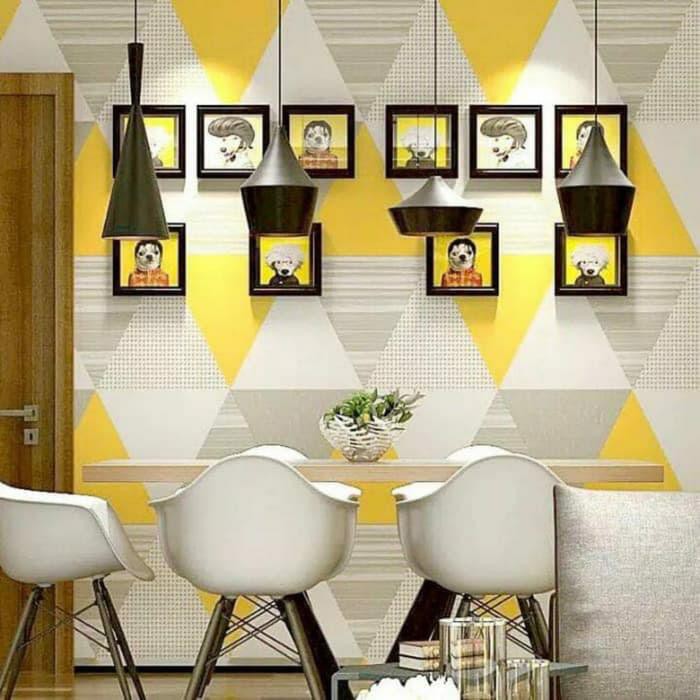 WALLPAPER STICKER DINDING MOTIF SEGITIGA 45CM X 10M